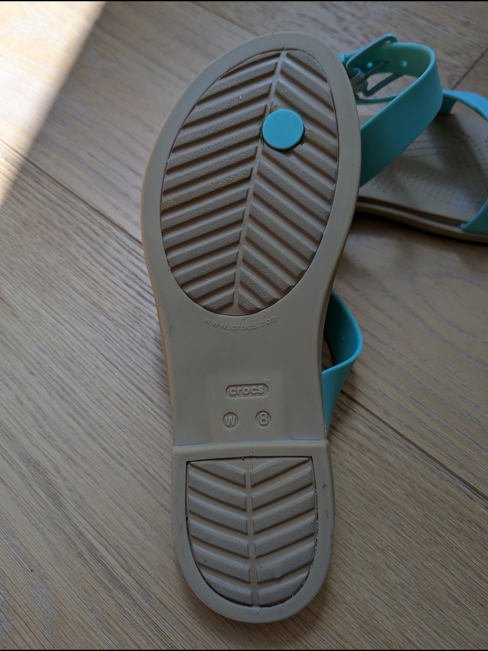 Turquoise Strap Sandals with Beige Footbed - Picture 3 of 4